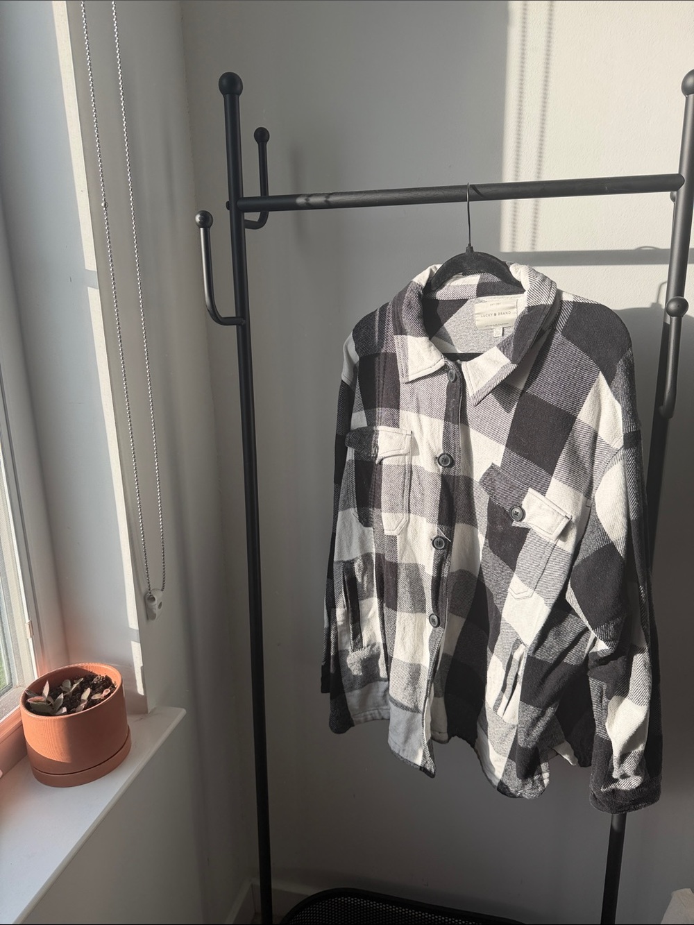Lucky Brand Black and White Plaid Shacket